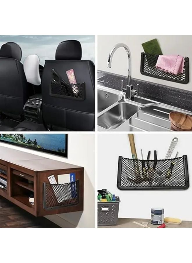 2 Pcs Framed Mesh Net Pocket Organizer with Screws for Auto RV Boat Car Storage - Image 4